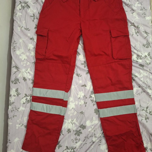 Women's cargo work pants with reflective stripes, like new