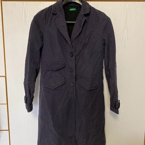 Benetton coat used, casual, 100% cotton, dark blue