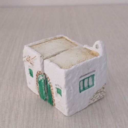 Handmade plaster decorative miniature used, Cycladic house