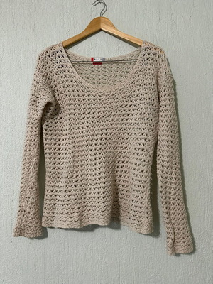 Knitted boho pullover Roxy like new, size M, beige