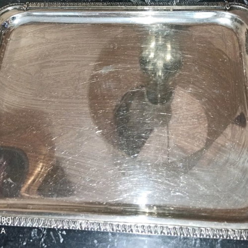 Silver-plated vintage tray very old era 31.5 x 25 cm