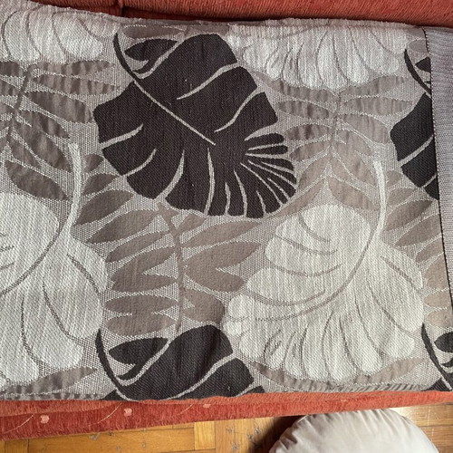 Large throw blanket used, beige gray brown shades, 1.76x2.76 m