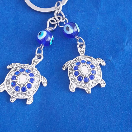 Keychain turtles new, metal blue