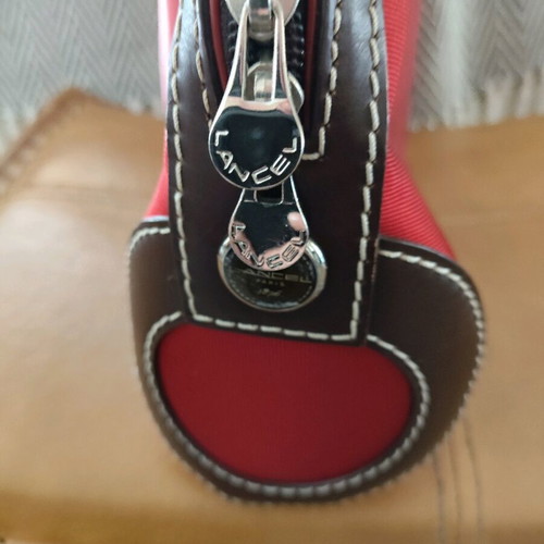 Lancel red crossbody bag like new with leather trims
