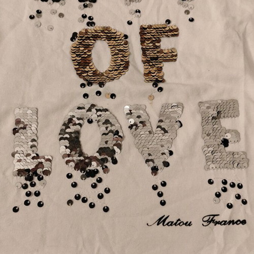 Fitted t-shirt with sequins like new, white, Matoufrance