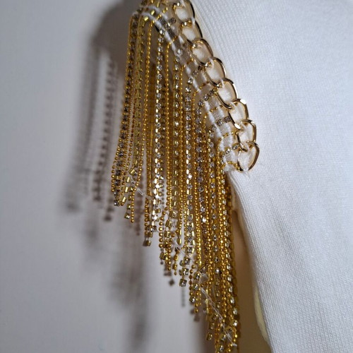 Celestino White Ribbed Sleeveless Top like new with Gold Details Size Medium