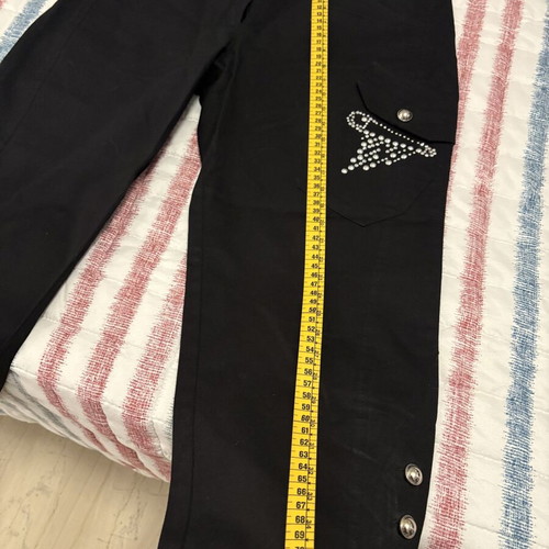Black Capri Pants women's large with strass detail and decorative buttons like new
