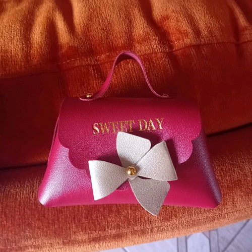 Gift bag new with bow and clasp red wine color