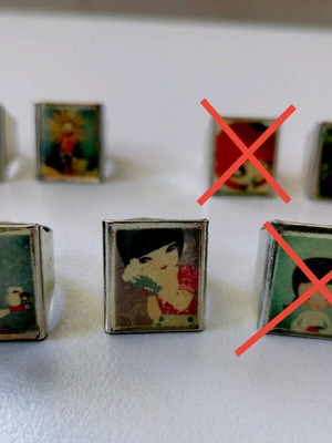 Set of 5 handmade rings with liquid glass new, adjustable
