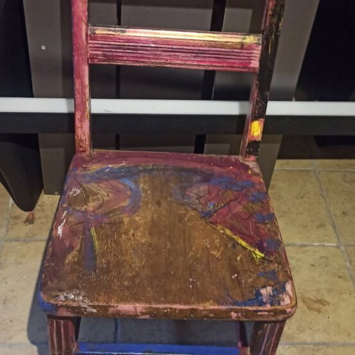 Handpainted wooden tables and chairs like new, unique pieces