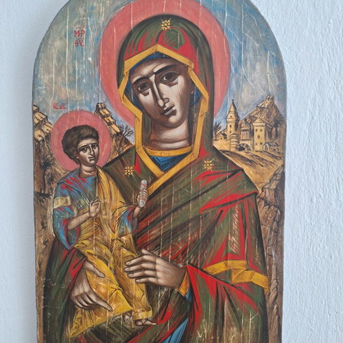 Panagia Vrefokratousa icon, hand-painted on linden wood
