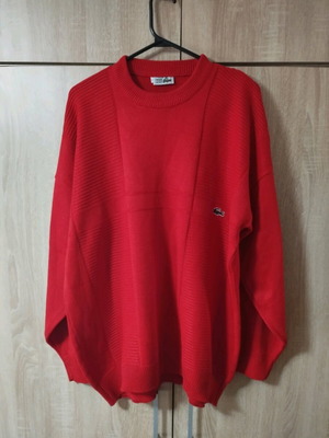 Lacoste sweater XXL red like new, cotton