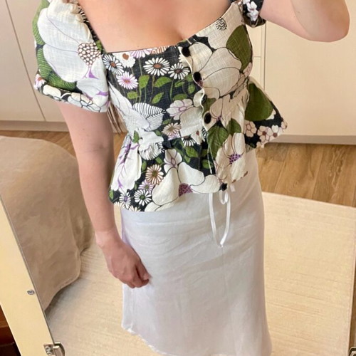 Maje top and linen skirt set like new, size M