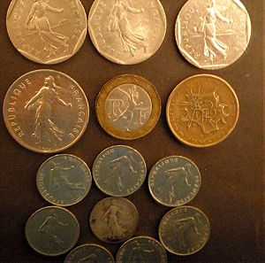 Λοτ 14 Γαλλικών νομισμάτων συμπεριλαμβανομένου και το νόμισμα των 50 centime του 1898 σε πολυ καλή κατάσταση
