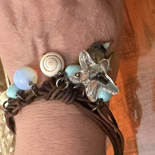 Bracelet with silver clasp and semi-precious stones like new, length 19 cm
