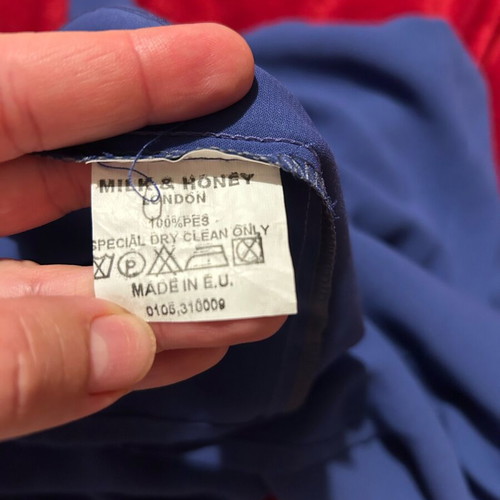 Milk and Honey blouse blue with bow like new