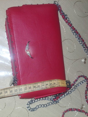 Red women's shoulder and handbag