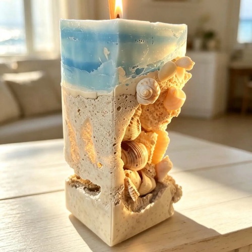 Handmade designer scented candle with candleholder, new