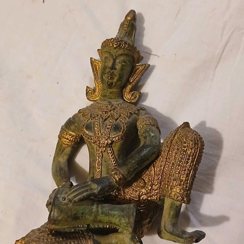 Handmade deities used, set of 4, gilded bronze