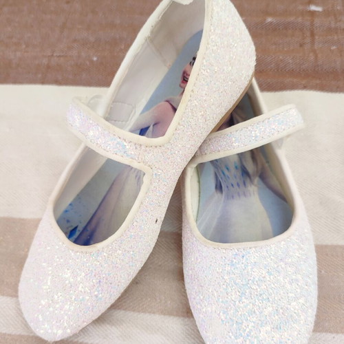 H&M white flat ballerina shoes with glitter and strap size 28 like new