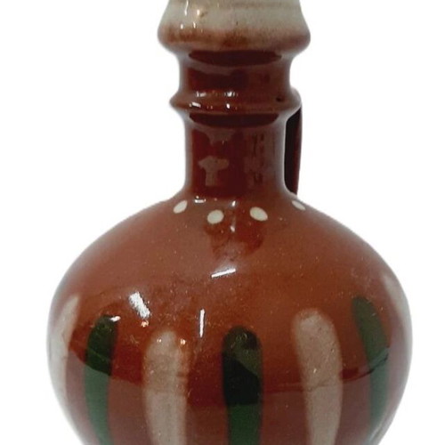 Vintage handmade ceramic jug like new, brown green white