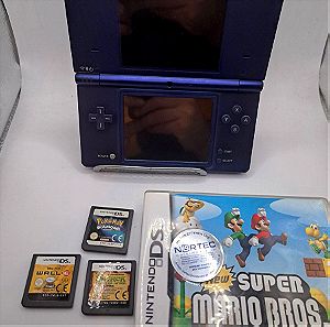 Nintendo dsi blue +pokemon +mario +2 games