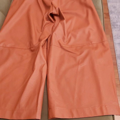 Moutaki leather-look pants orange new, wide leg