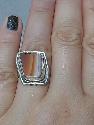 Ring with agate stone, new, sterling silver artisan vintage