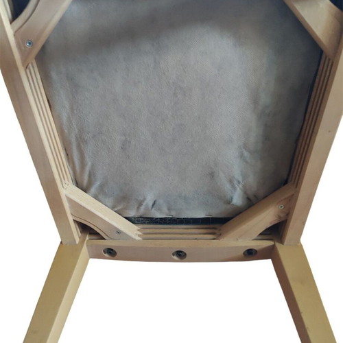 Dining chairs used, pack of 6, natural color, wood with leatherette and metal detail