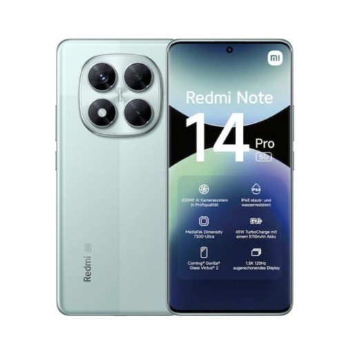 Xiaomi Redmi Note 14 Pro 5G smartphone, Coral Green, 8GB RAM, 256GB