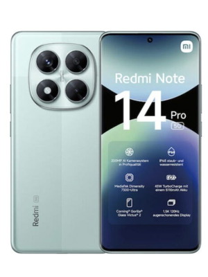 Xiaomi Redmi Note 14 Pro 5G smartphone, Coral Green, 8GB RAM, 256GB