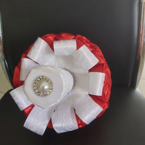 Bridal bouquet red roses new, handmade fabric