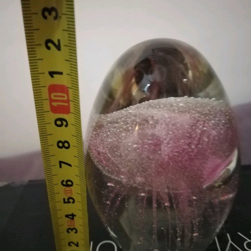 Antique paper press made of blown glass pink jellyfish