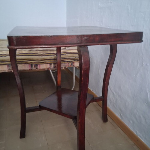 Wooden vintage dining set used, table with 5 chairs, buffet, coffee table