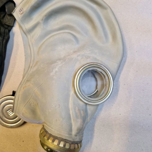 Full head gas mask with bag and tape Bulgarian army used