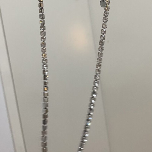 Crystal Tennis Necklace like new, silver