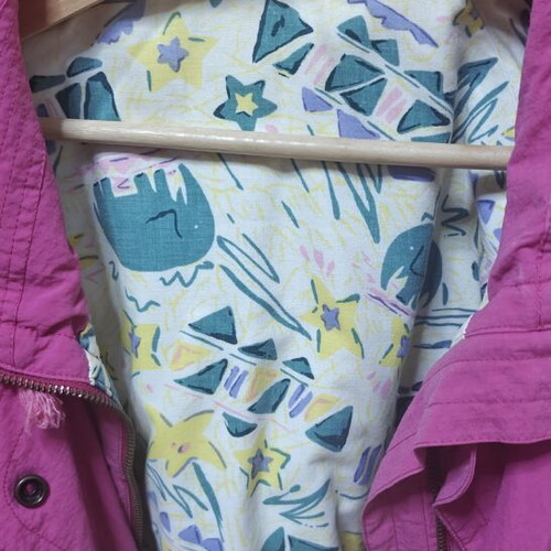 Vintage oversized jacket fuchsia color with printed lining used