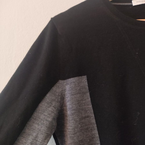 Paolo Pecora Men's Sweater 100% Fine Wool Size S New Black Gray
