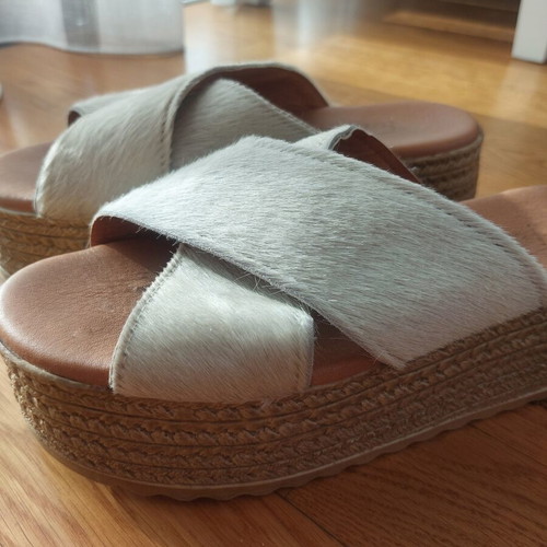 Flatforms leather size 37 like new beige and brown