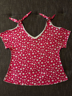 Vintage Y2K pink fuchsia polka dot top with shoulder ties, like new