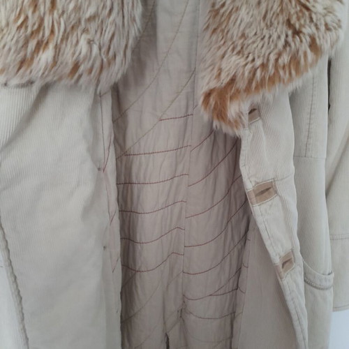 Replay vintage corduroy coat used with removable faux fur beige
