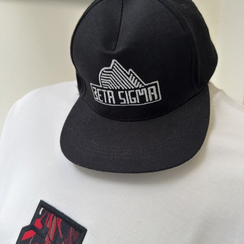 Hat with flat brim Beta Sigma black, 100% cotton, new