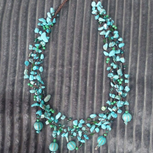 Vintage Boho multilayer necklace with turquoise stones like new