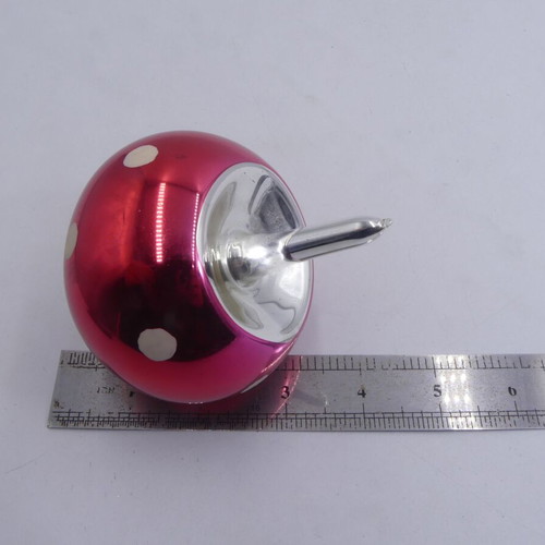 Vintage Red Glass Mushroom Christmas Ornament polka dot, used