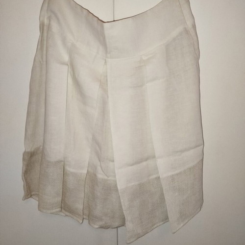 La Stampa Ecru Linen Skirt new, size XL 42 14