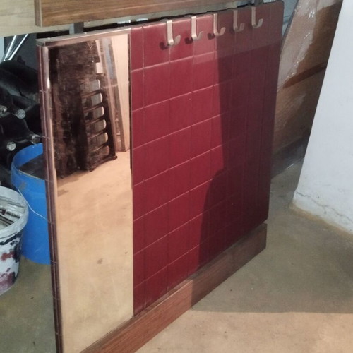 Vintage Mid Century Entrance Wardrobe Port Manteau with Mirror and Hooks