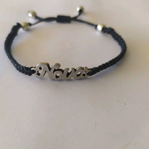 Bracelet for godmother with knitted and silver details