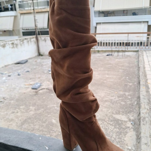 Boots tan suede knee-high like new, size 38