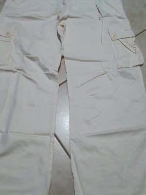 White beige pants with pockets, size L 40 12