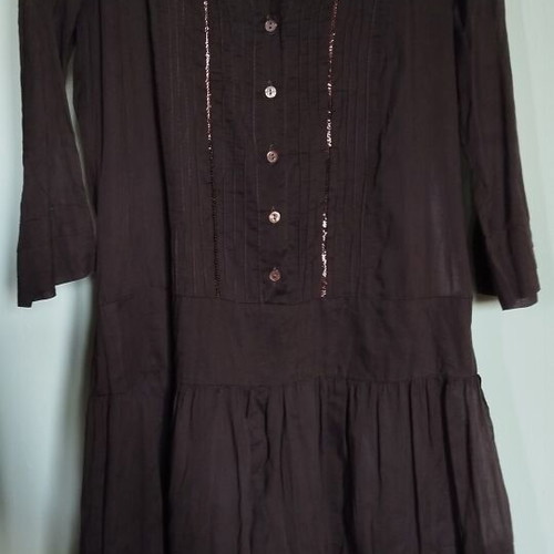Brown gauze dress size M like new with 3/4 sleeves and sequins